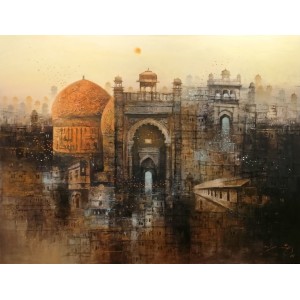 A. Q. Arif, 36 x 48 Inch, Oil on Canvas, Cityscape Painting, AC-AQ-288